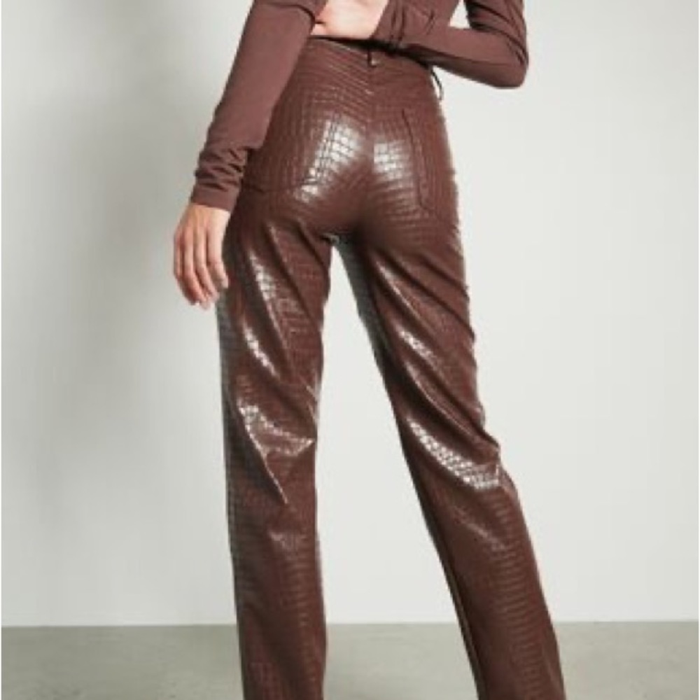 Croc Effects Faux leather material Brown  Western style jeans Custom made pants